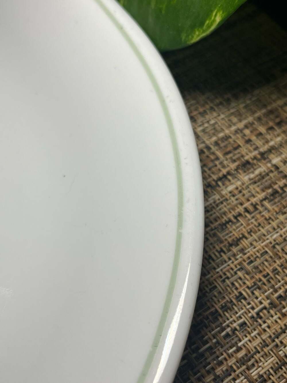 Corelle Green Band White Oval Serving Platter 12" - Picture 3 of 7